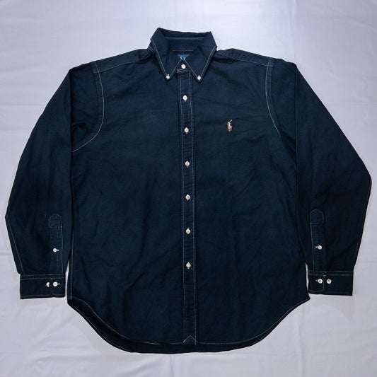 [メンズXL] 00年代 Ralph Lauren/ラルフローレン 長袖シャツ 黒染め