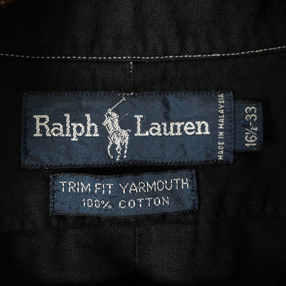 [メンズXL] 00年代 Ralph Lauren/ラルフローレン 長袖シャツ TRIM FIT YARMOUTH 黒染め