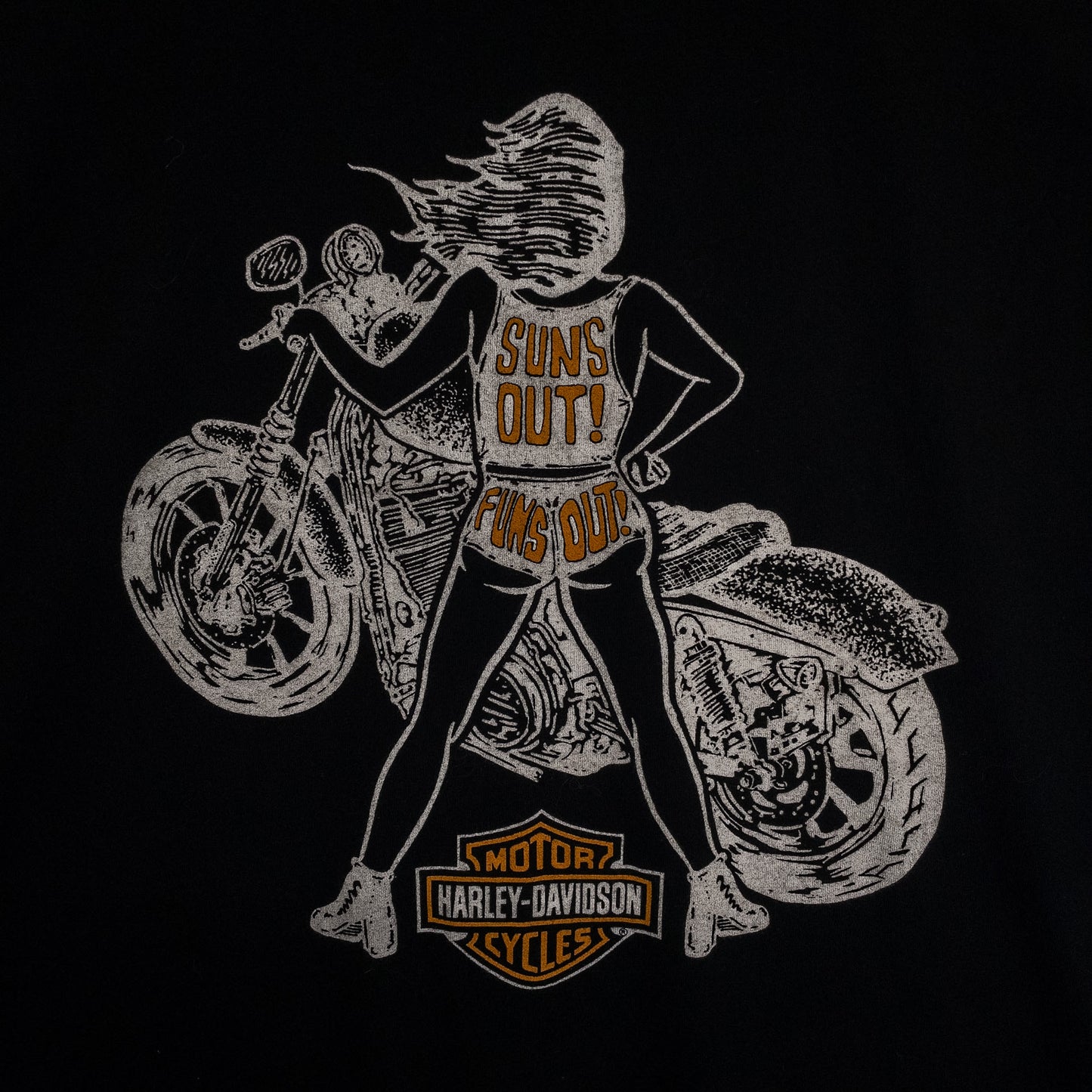 HARLEY-DAVIDSON ハーレーダビッドソン Tシャツ XL ブラック バイクイラストプリント