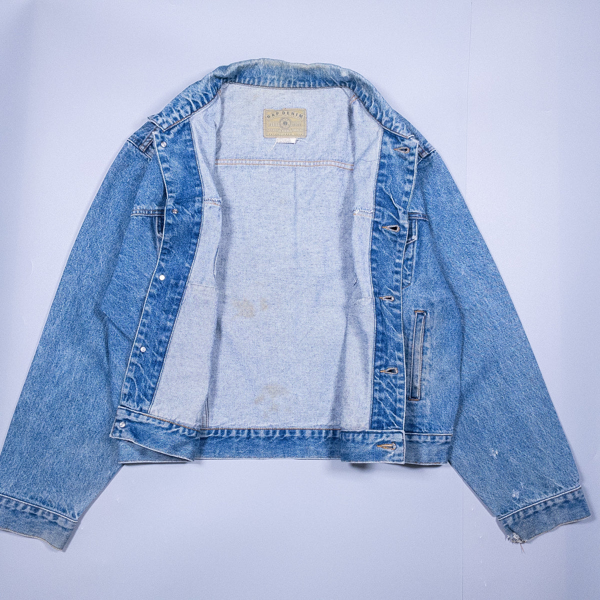 [メンズL] 90年代 GAP/ギャップ Gジャン・デニムジャケット オールドギャップ ピンバッジ付き