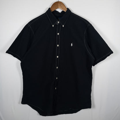 [メンズXL] 00年代 Polo Ralph Lauren/ポロラルフローレン 半袖シャツ 黒染め