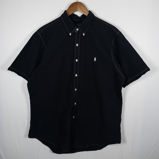 [メンズXL] 00年代 Polo Ralph Lauren/ポロラルフローレン 半袖シャツ 黒染め