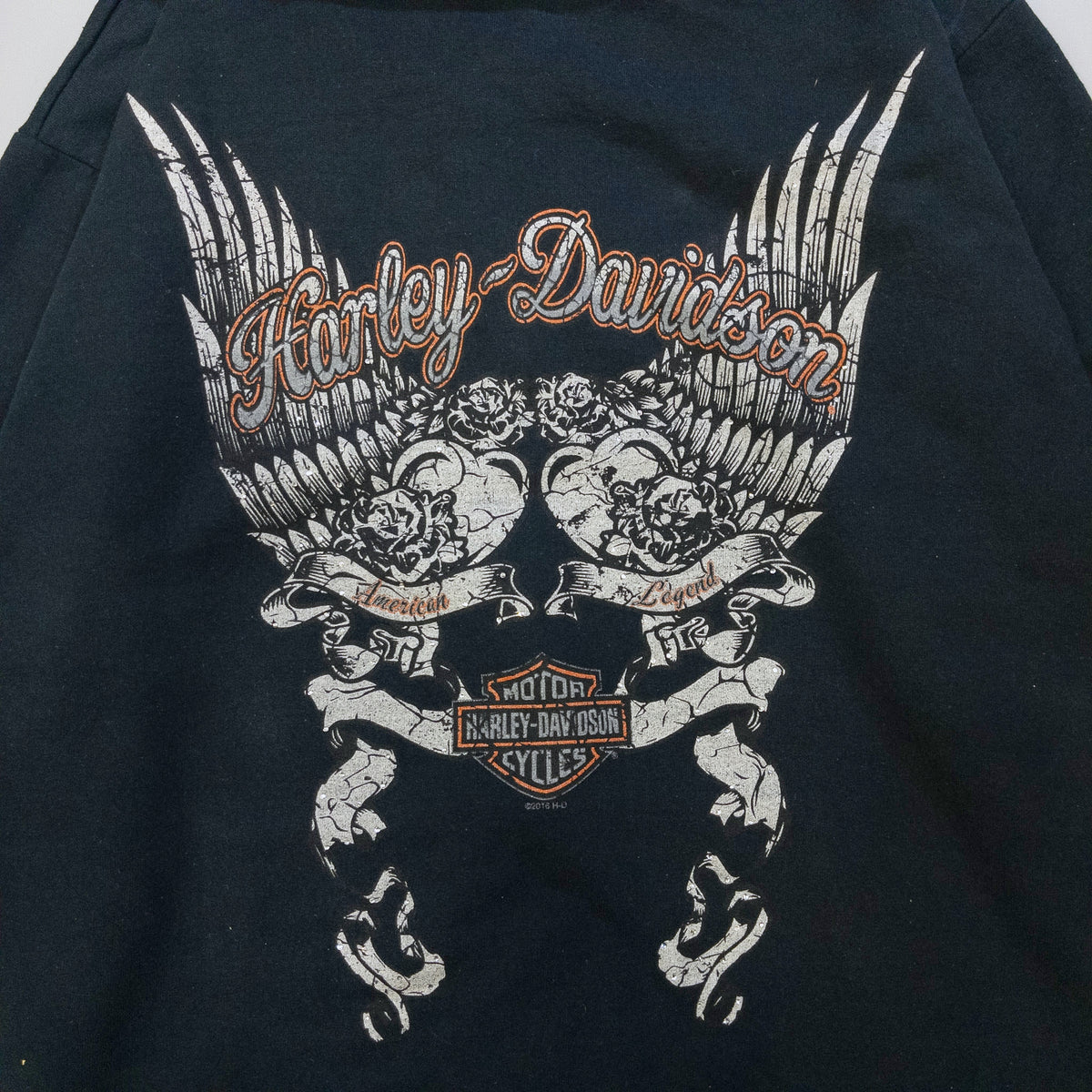 [レディースXXL] 00年代 Harley-Davidson/ハーレーダビッドソン パーカー 両面プリント スリーブプリント フルジップ