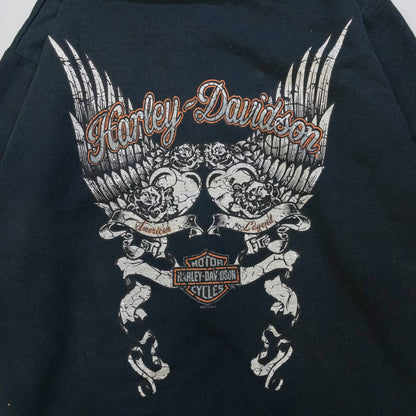 [レディースXXL] 00年代 Harley-Davidson/ハーレーダビッドソン パーカー 両面プリント スリーブプリント フルジップ