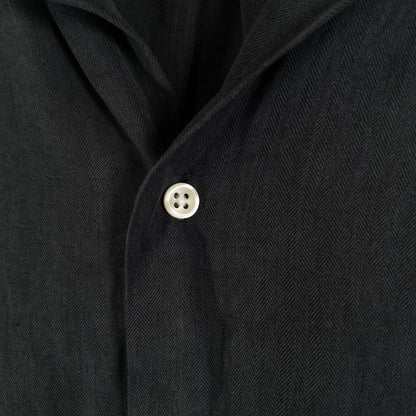 [メンズ3XL] 90〜00年代 Polo by Ralph Lauren/ポロバイラルフローレン 半袖シャツ リネン シルク 開襟シャツ 黒染め