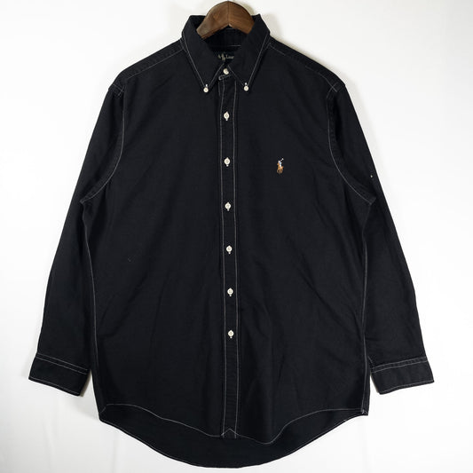 [メンズXL] 00年代 Ralph Lauren/ラルフローレン 長袖シャツ TRIM FIT YARMOUTH 黒染め