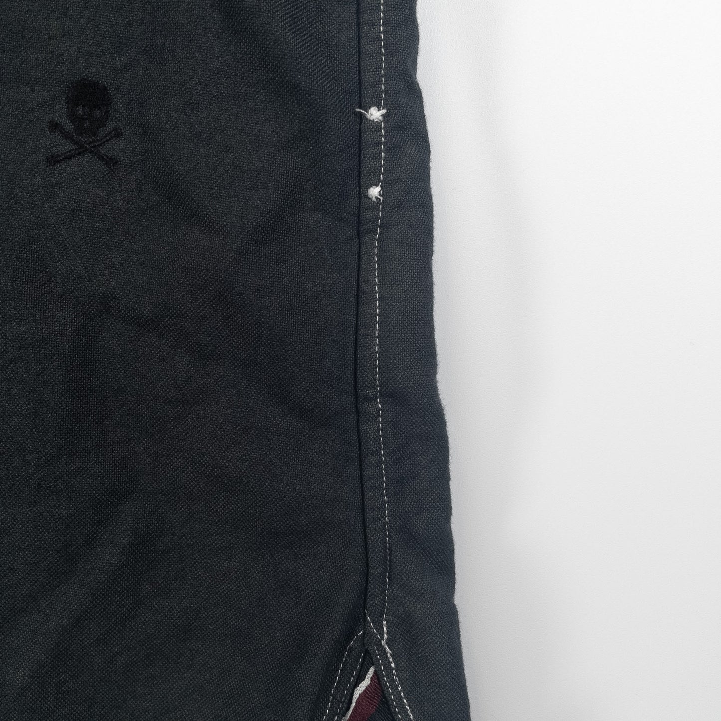 [メンズL] 00年代 Polo by Ralph Lauren/ポロバイラルフローレン 半袖シャツ 総柄 髑髏 黒染め