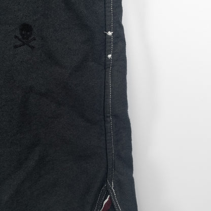 [メンズL] 00年代 Polo by Ralph Lauren/ポロバイラルフローレン 半袖シャツ 総柄 髑髏 黒染め