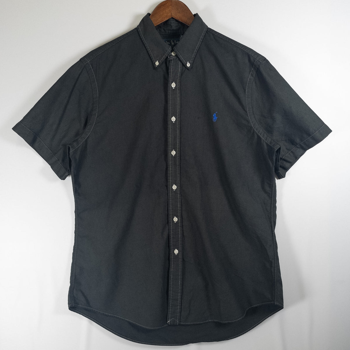 [メンズL] 90〜00年代 Ralph Lauren/ラルフローレン 半袖シャツ 黒染め