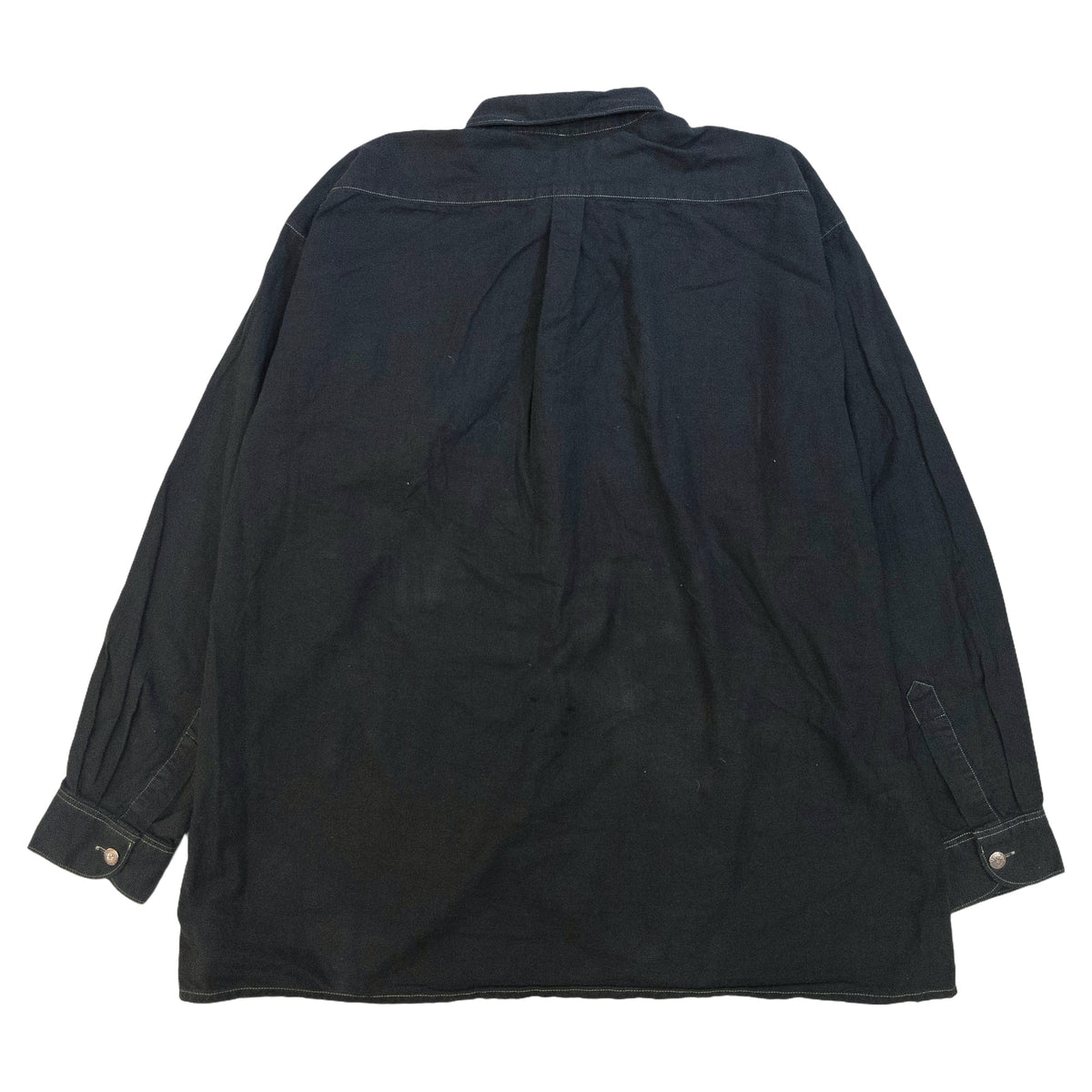 [メンズXXL] 90〜00年代 ZUGSPITZ 長袖シャツ チロリアンシャツ 黒染め