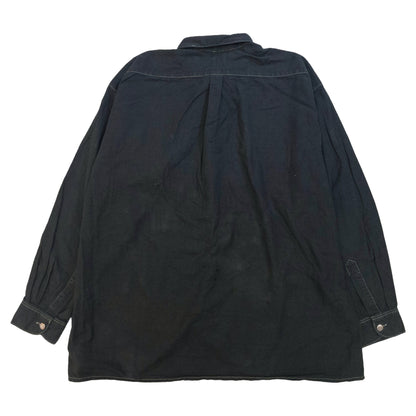 [メンズXXL] 90〜00年代 ZUGSPITZ 長袖シャツ チロリアンシャツ 黒染め