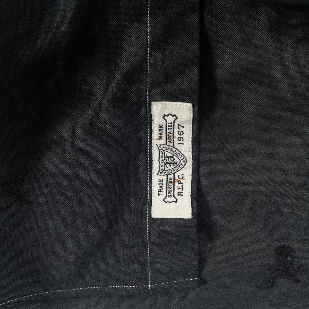 [メンズL] 00年代 Polo by Ralph Lauren/ポロバイラルフローレン 半袖シャツ 総柄 髑髏 黒染め