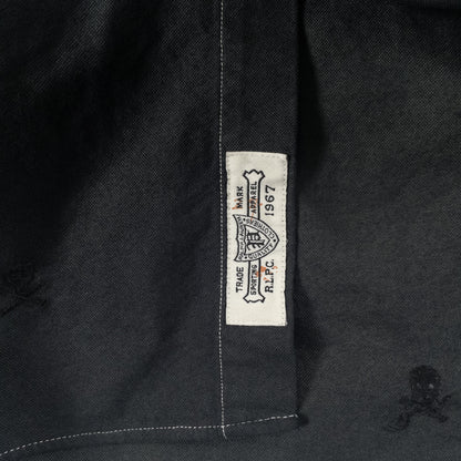 [メンズL] 00年代 Polo by Ralph Lauren/ポロバイラルフローレン 半袖シャツ 総柄 髑髏 黒染め