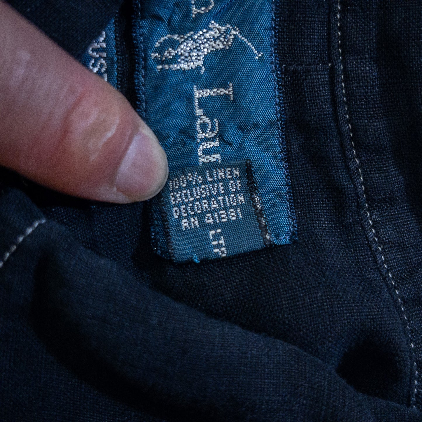 [メンズXXL] 00年代 Ralph Lauren/ラルフローレン ワイシャツ CUSTOM FIT リネンシャツ 黒染め
