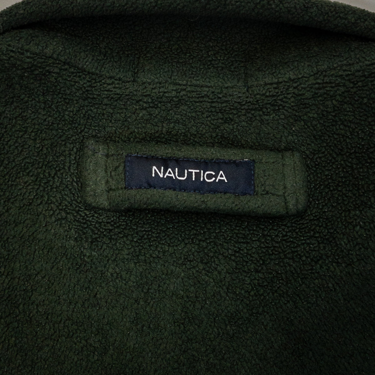 [メンズL] 00年代 Nautica/ノーティカ フリースジャケット ワンポイント ハーフジップ