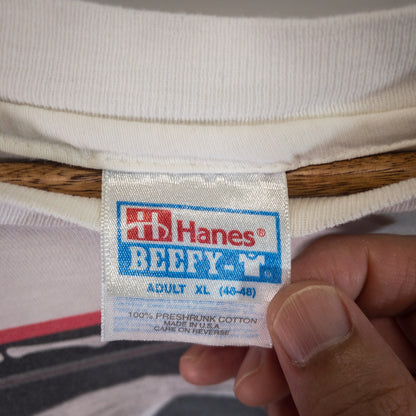 [メンズXL] 90年代 Hanes/ヘインズ Tシャツ In Your Face Cards BAD TO THE BONE アートT