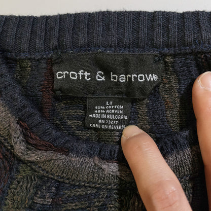 [メンズXL] 90〜00年代 Croft & Barrow/クロフトアンドバロー ニット セーター 3Dニット 黒染め