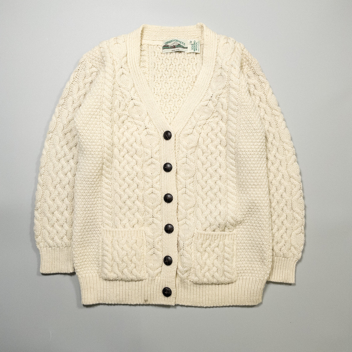 [メンズM] 90年代 aran crafts/アランクラフト ニット セーター フィッシャーマン カーディガン