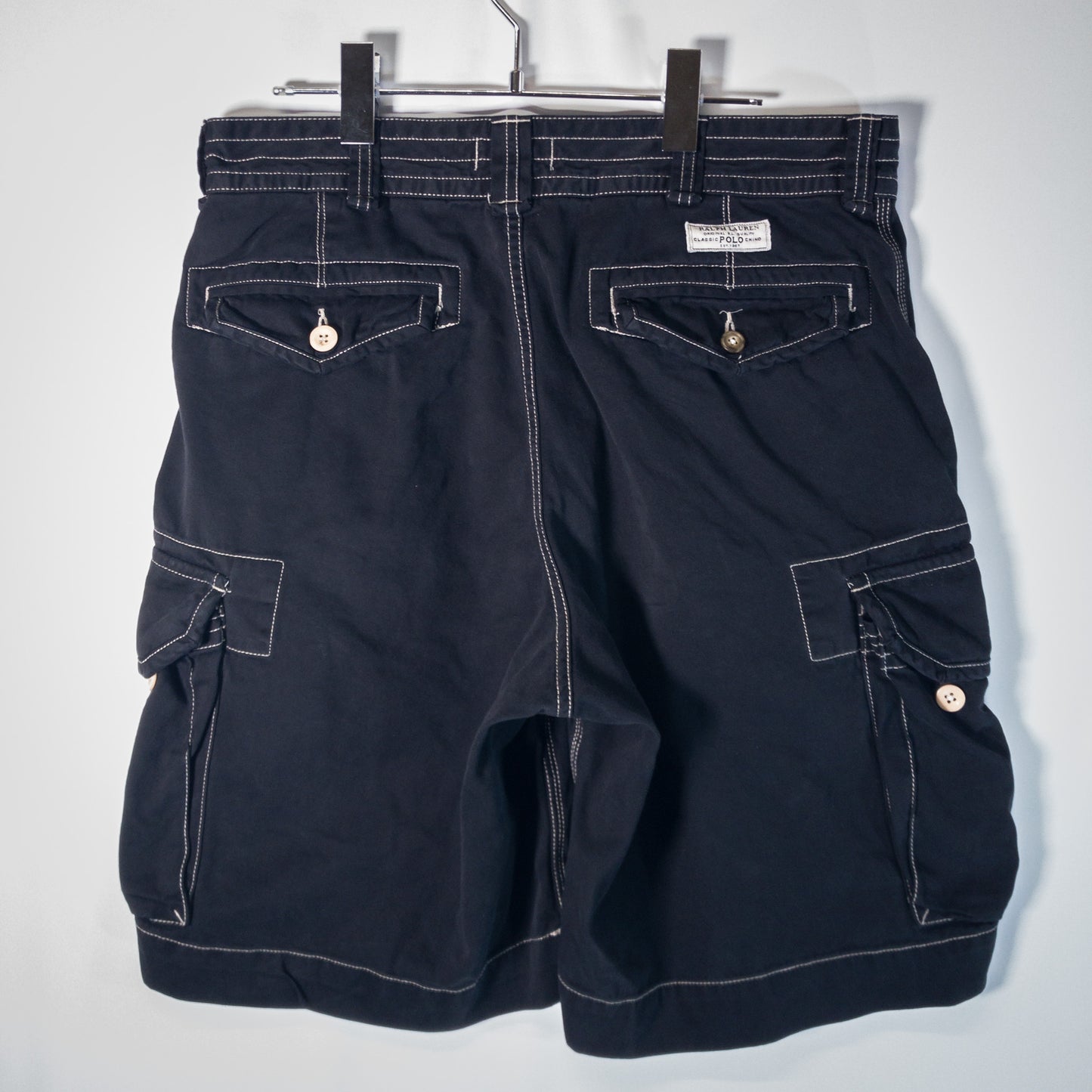 [メンズW33] 00年代 Polo Ralph Lauren/ポロラルフローレン ショートパンツ カーゴショーツ 黒染め