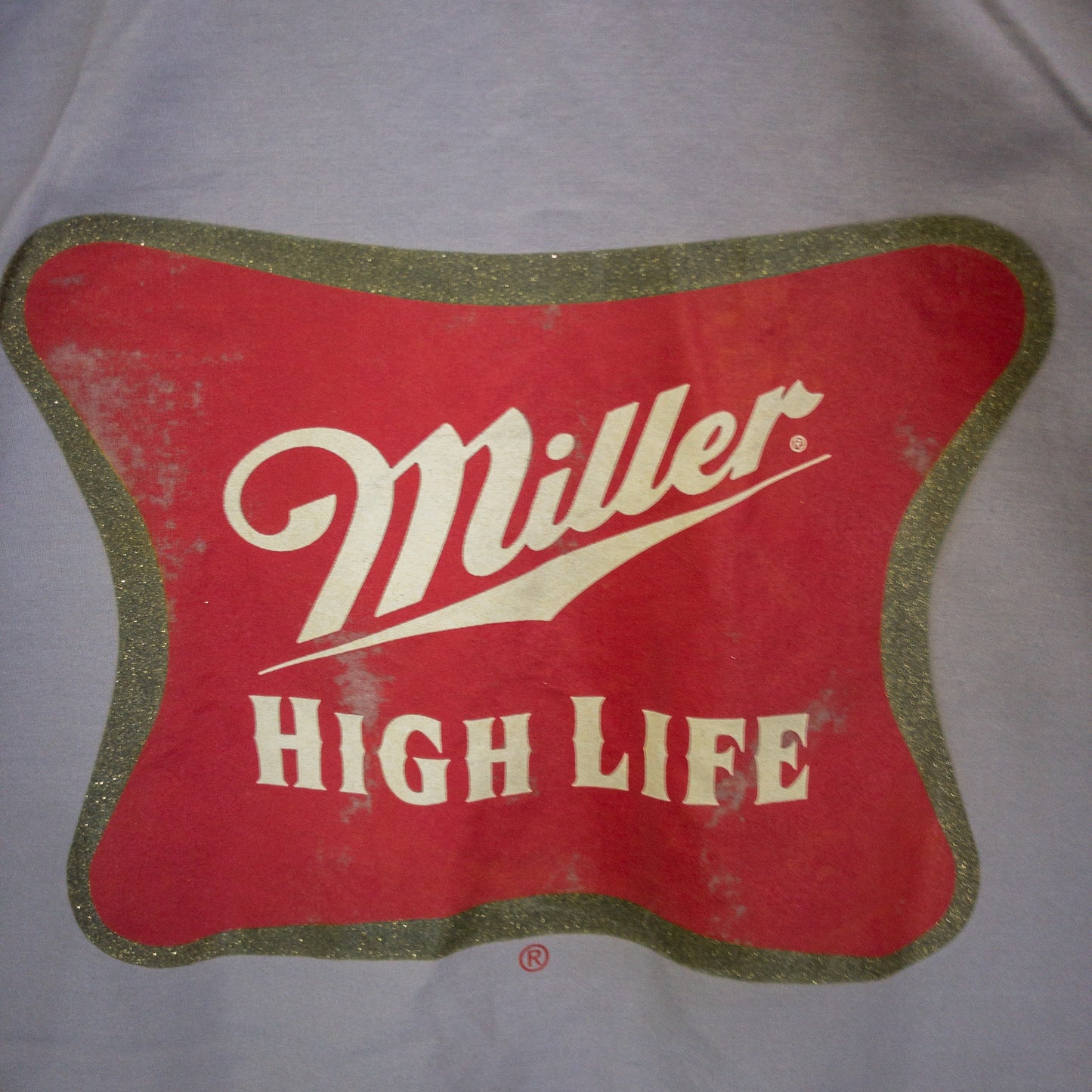Miller ハイライフ ビール 半袖ワークシャツ L グレー 刺繍パッチ プリント入り Softwear
