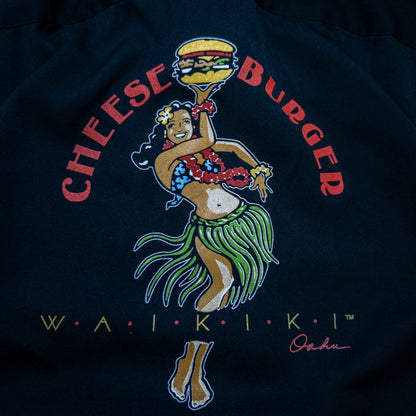 [メンズM] 90〜00年代 アロハシャツ・かりゆしウェア CHEESEBURGER WAIKIKI 開襟シャツ レストラン