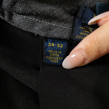 [メンズW33] 00年代 Polo Ralph Lauren/ポロラルフローレン スラックス CLASSIC FIT リネンシルク混 黒染め