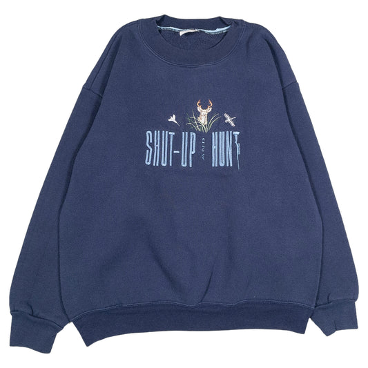 [メンズM] WON'S WEAR スウェット トレーナー ハンティング柄 アニマル柄 SHUT-UP AND HUNT