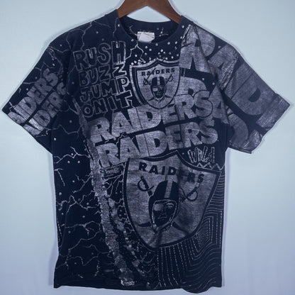 [メンズL] 90年代 Tシャツ チームT NFL レイダース 総柄