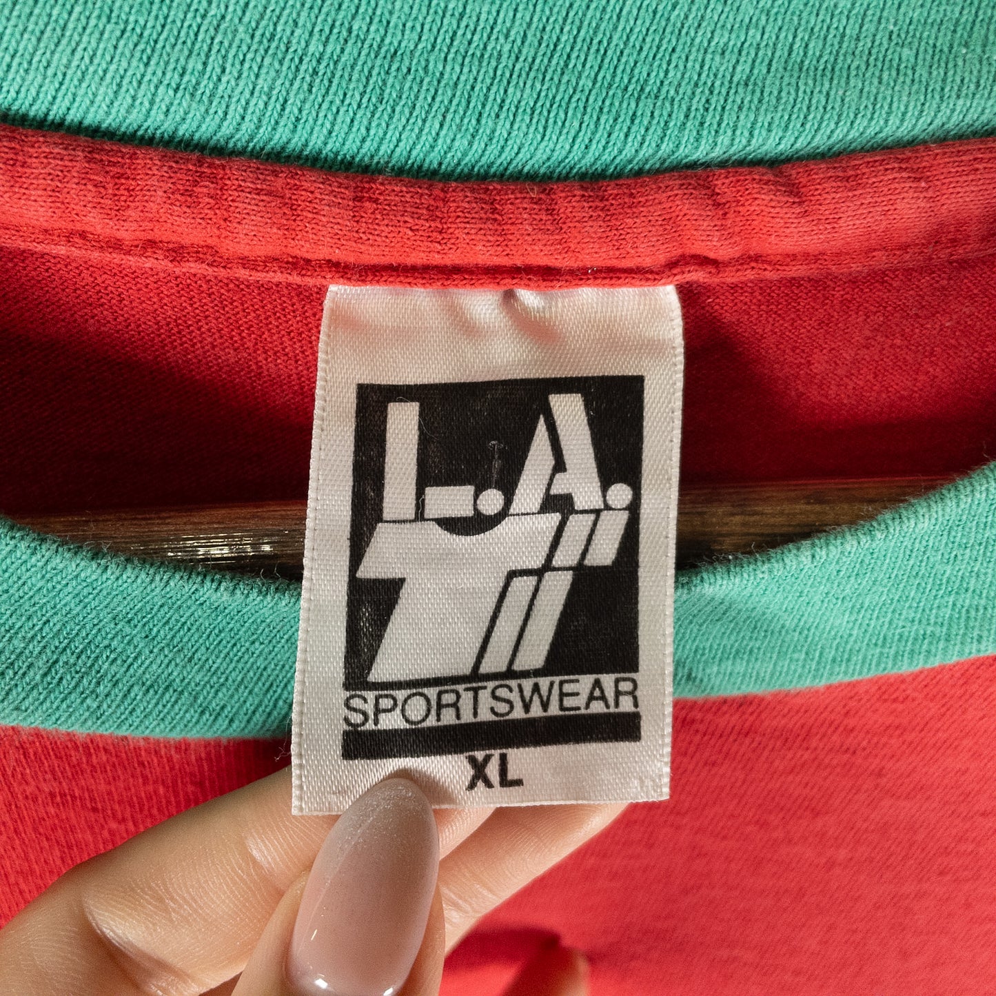 [メンズL] 90年代 L.A.SPORTSWEAR Tシャツ マルチカラー USA製