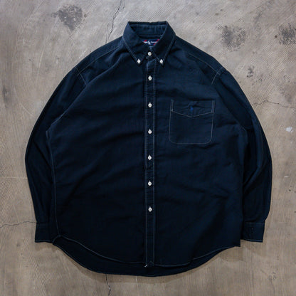 [メンズM] 90〜00年代 Ralph Lauren/ラルフローレン 長袖シャツ BIG SHIRT 黒染め