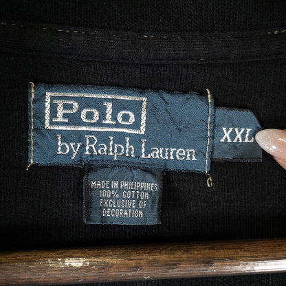 [メンズXXL] 90年代 Polo by Ralph Lauren/ポロバイラルフローレン ニット・セーター ハーフジップ 黒染め