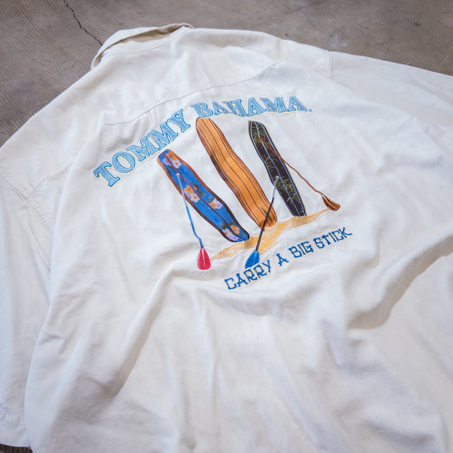 [メンズXXL] Tommy Bahama/トミーバハマ 半袖シャツ バックプリント シルク 刺繍