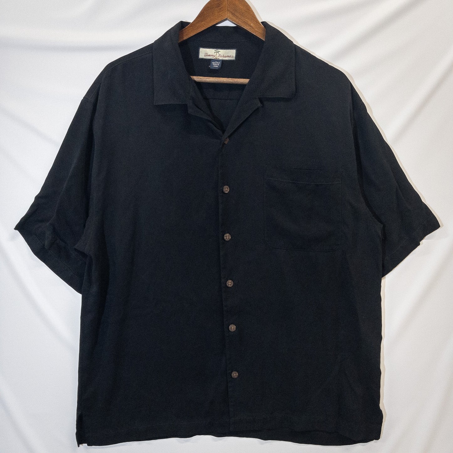 半袖シャツ L ブラック シルク素材 Tommy Bahama/トミーバハマ