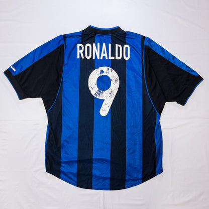 [メンズL] 90〜00年代 Nike/ナイキ インテル・ミラノ RONALDO #9 サッカーユニフォーム / Made in UK