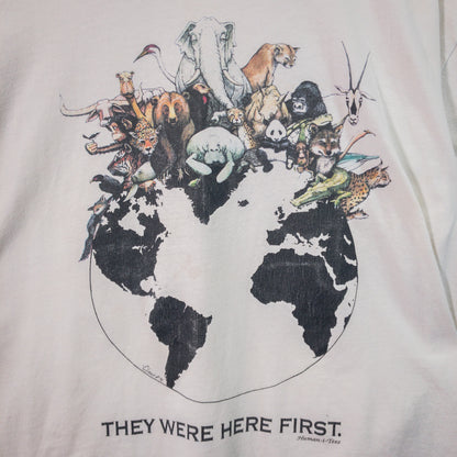[メンズL] 80〜90年代 Hanes/ヘインズ Tシャツ Human-i-Tees アニマルT アートT