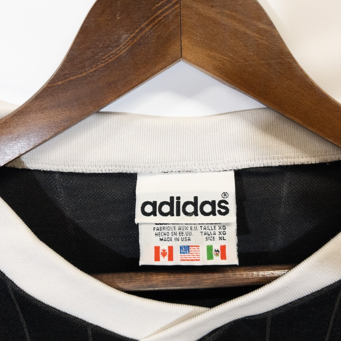 フットボール ゲームシャツ XL ブラック Vネック 3ストライプ adidas/アディダス