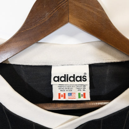 フットボール ゲームシャツ XL ブラック Vネック 3ストライプ adidas/アディダス
