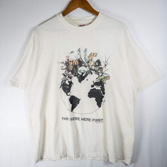 [メンズL] 80〜90年代 Hanes/ヘインズ Tシャツ Human-i-Tees アニマルT アートT
