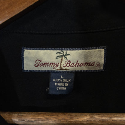 半袖シャツ L ブラック シルク素材 Tommy Bahama/トミーバハマ