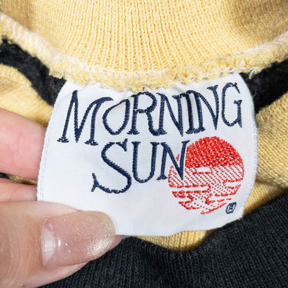 [メンズM] 80〜90年代 MORNING SUN/モーニングサン スウェット トレーナー ひまわり バード レイヤードネック