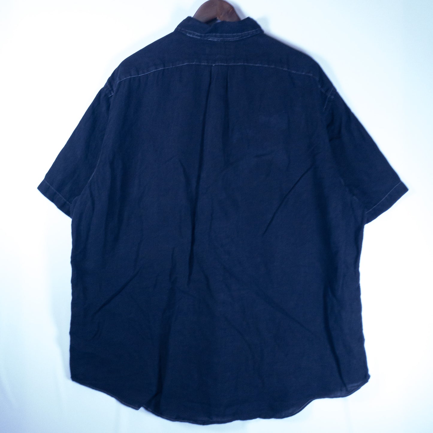 [メンズXXL] 00年代 Ralph Lauren/ラルフローレン 半袖シャツ リネン 黒染め
