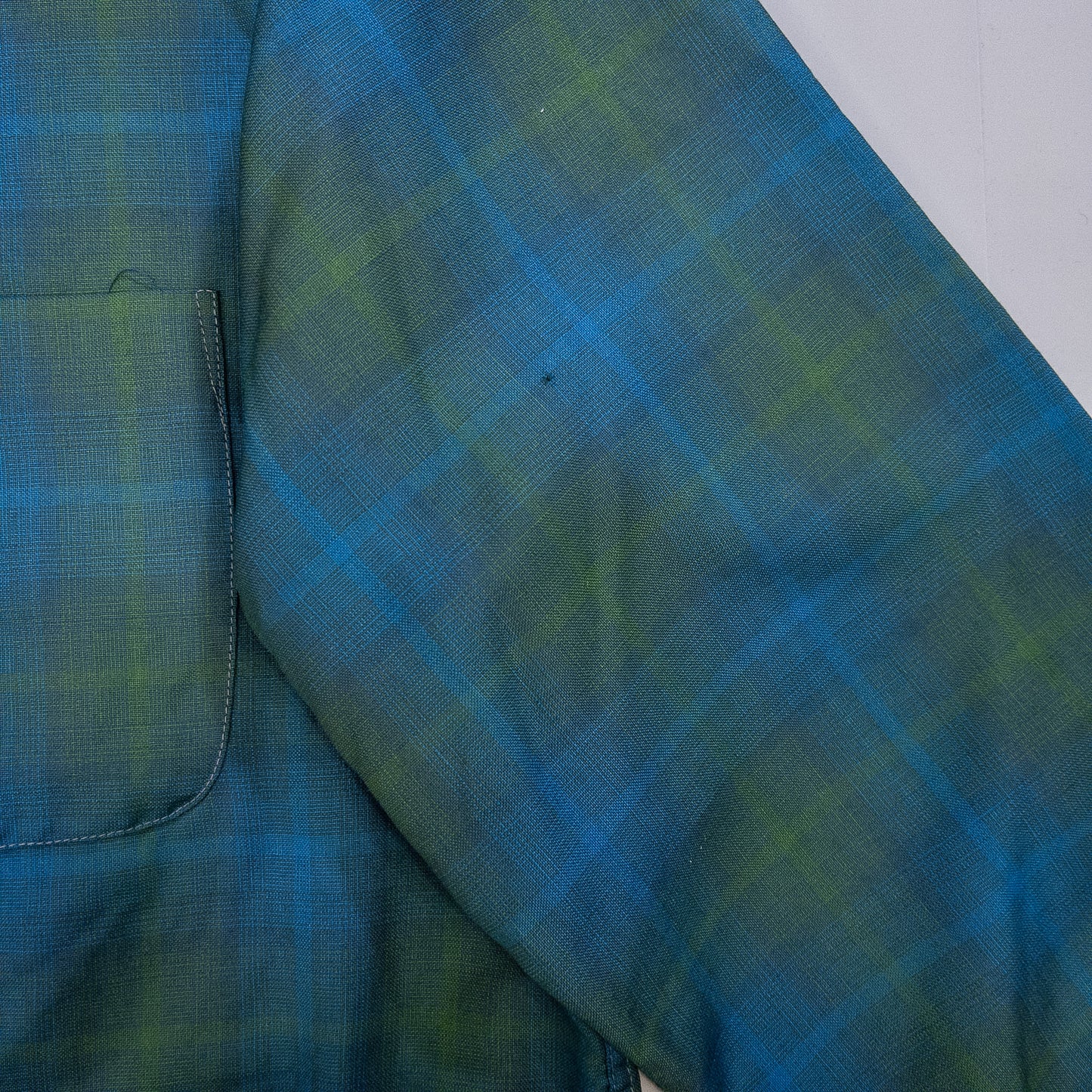 [メンズL] 60~70年代 Woolshire Supreme 長袖シャツ オンブレチェック 開襟シャツ