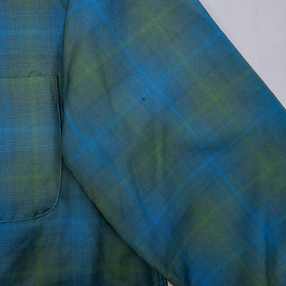 [メンズL] 60~70年代 Woolshire Supreme 長袖シャツ オンブレチェック 開襟シャツ