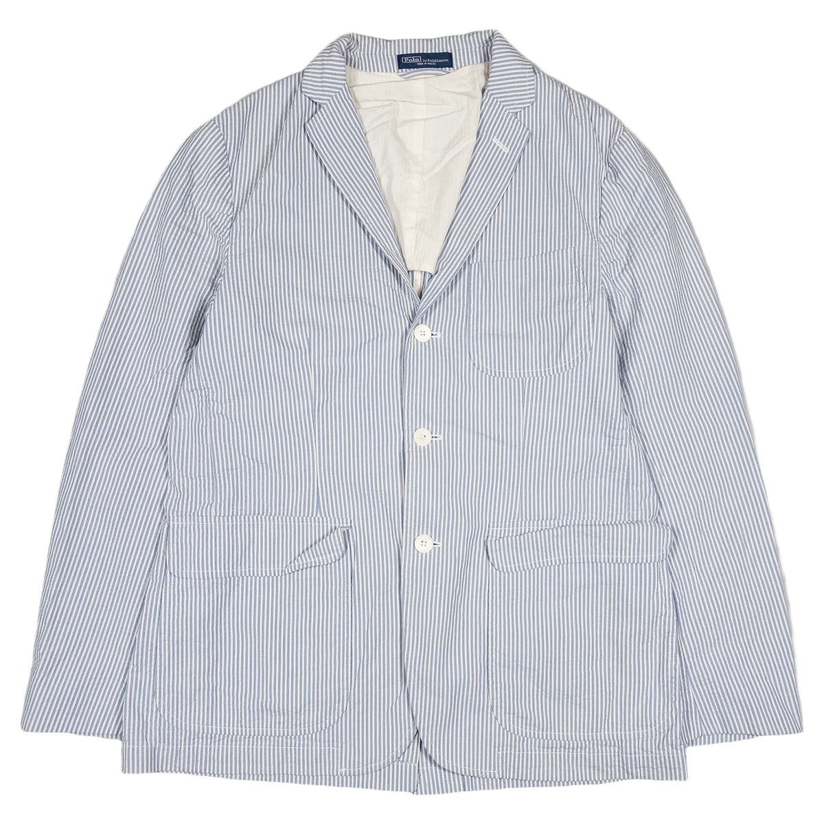 [メンズM] 90〜00年代 Polo by Ralph Lauren/ポロバイラルフローレン テーラードジャケット シアサッカー ストライプ 3つボタン