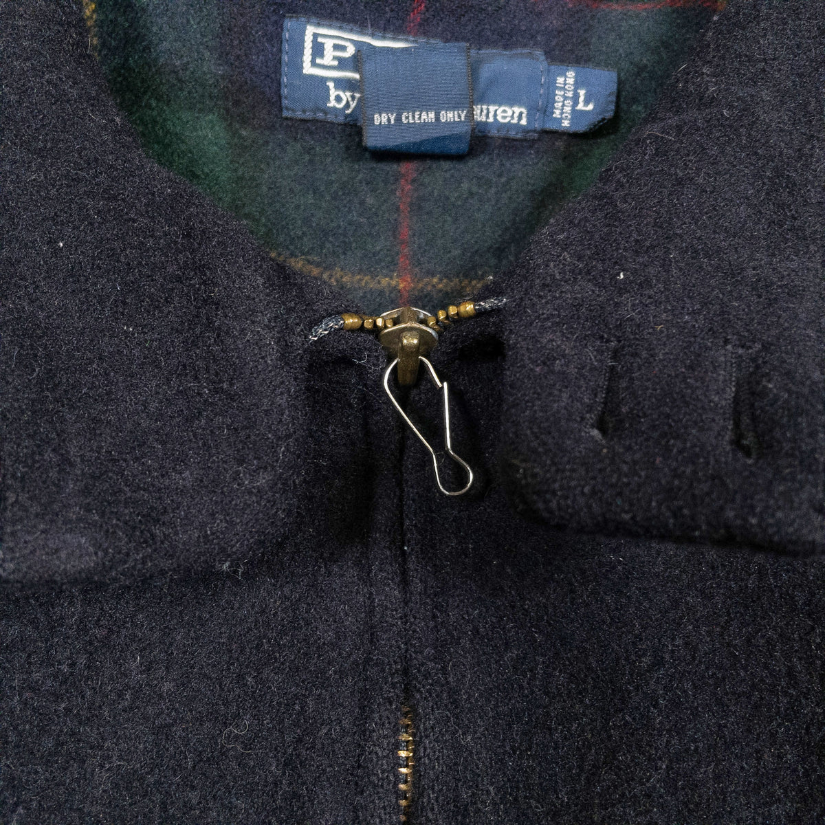 [メンズXL] 90〜00年代 Polo by Ralph Lauren/ポロバイラルフローレン ウール ハリントンジャケット 裏地チェック