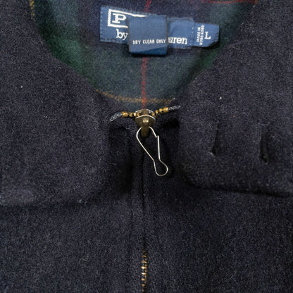 [メンズXL] 90〜00年代 Polo by Ralph Lauren/ポロバイラルフローレン ウール ハリントンジャケット 裏地チェック