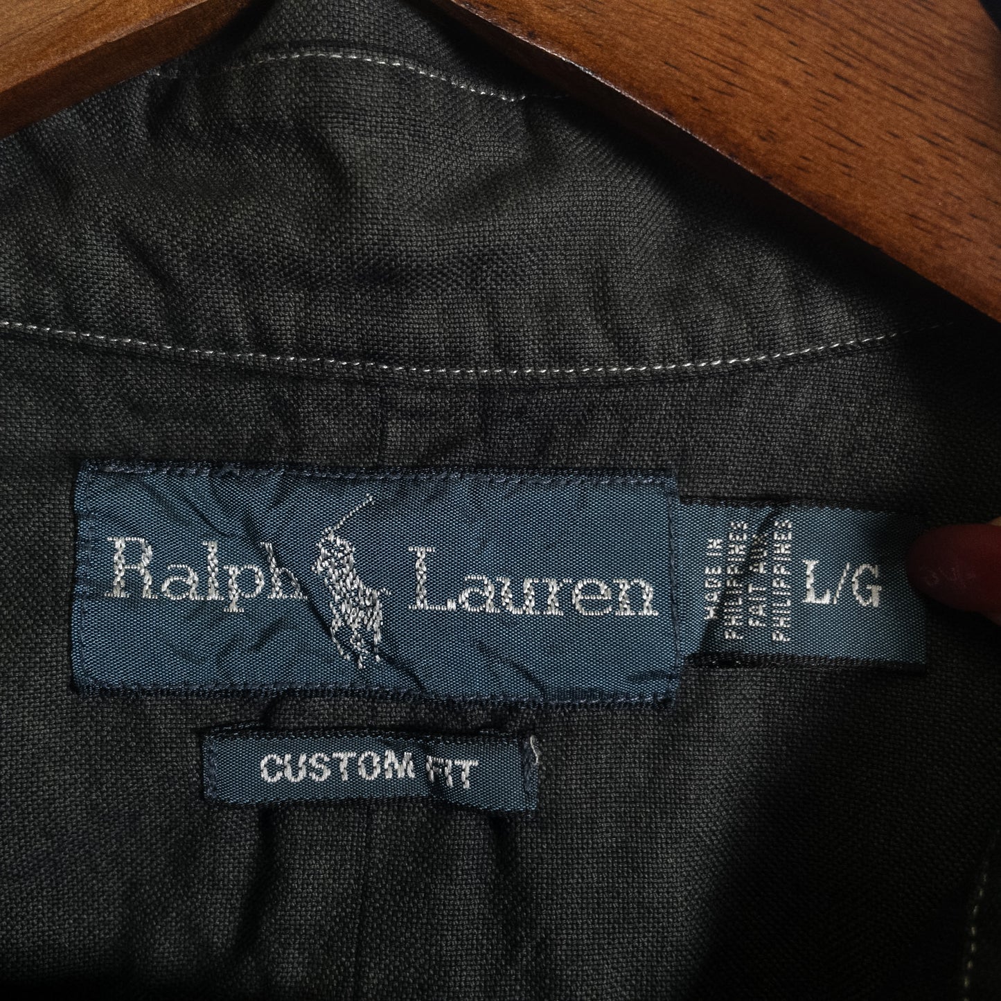 [メンズL] 90〜00年代 Ralph Lauren/ラルフローレン 半袖シャツ 黒染め