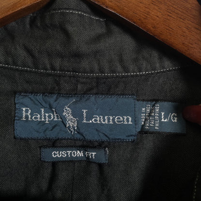 [メンズL] 90〜00年代 Ralph Lauren/ラルフローレン 半袖シャツ 黒染め