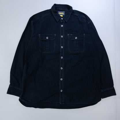 [メンズXL] 00年代 Cabela's/カベラス ネルシャツ シャモアシャツ 黒染め