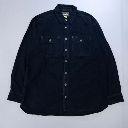 [メンズXL] 00年代 Cabela's/カベラス ネルシャツ シャモアシャツ 黒染め